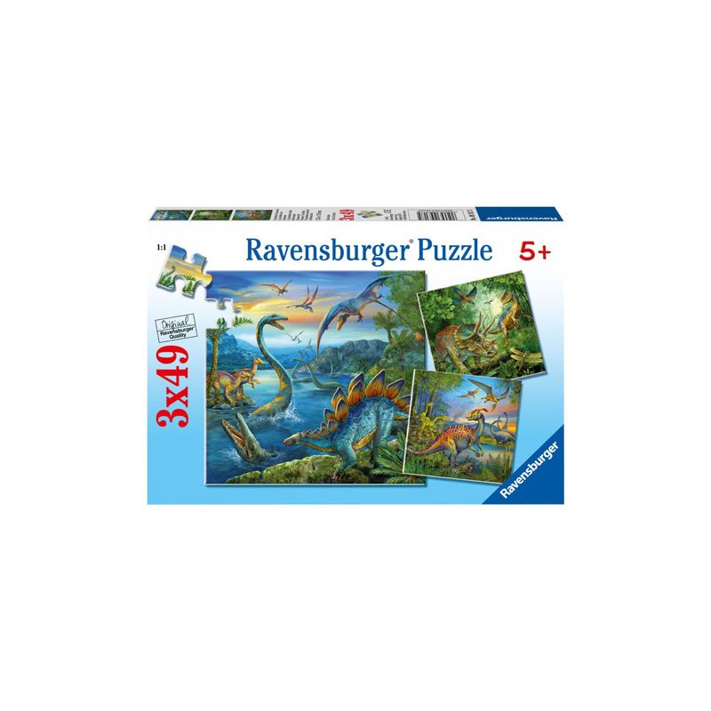 Ravensburger - puzzle farmecul dinozaurilor, 3x49 piese