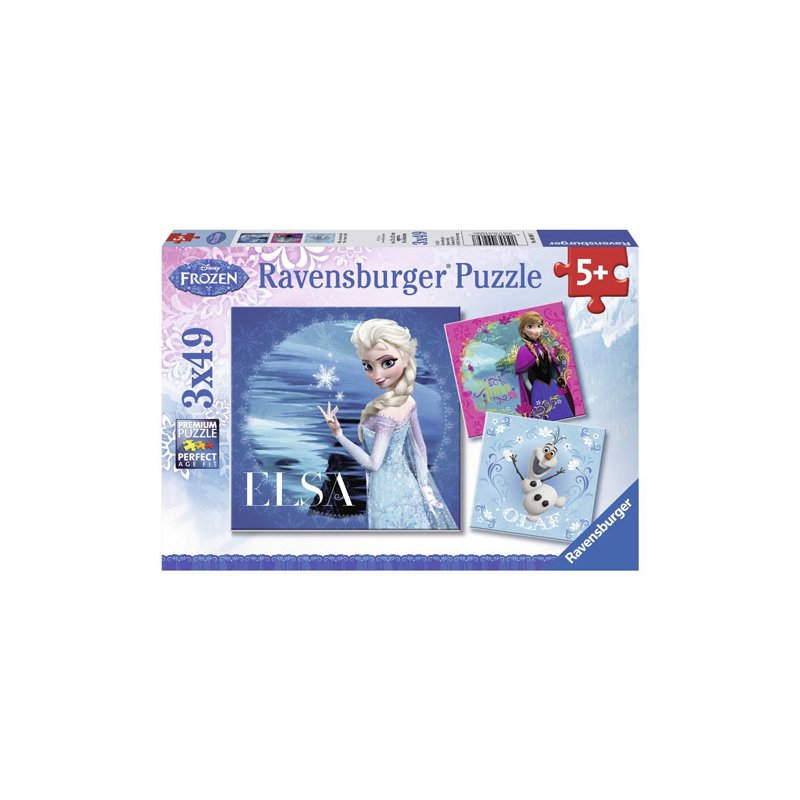 Ravensburger - Puzzle Frozen Elsa, Anna Si Olaf, 3x49 piese