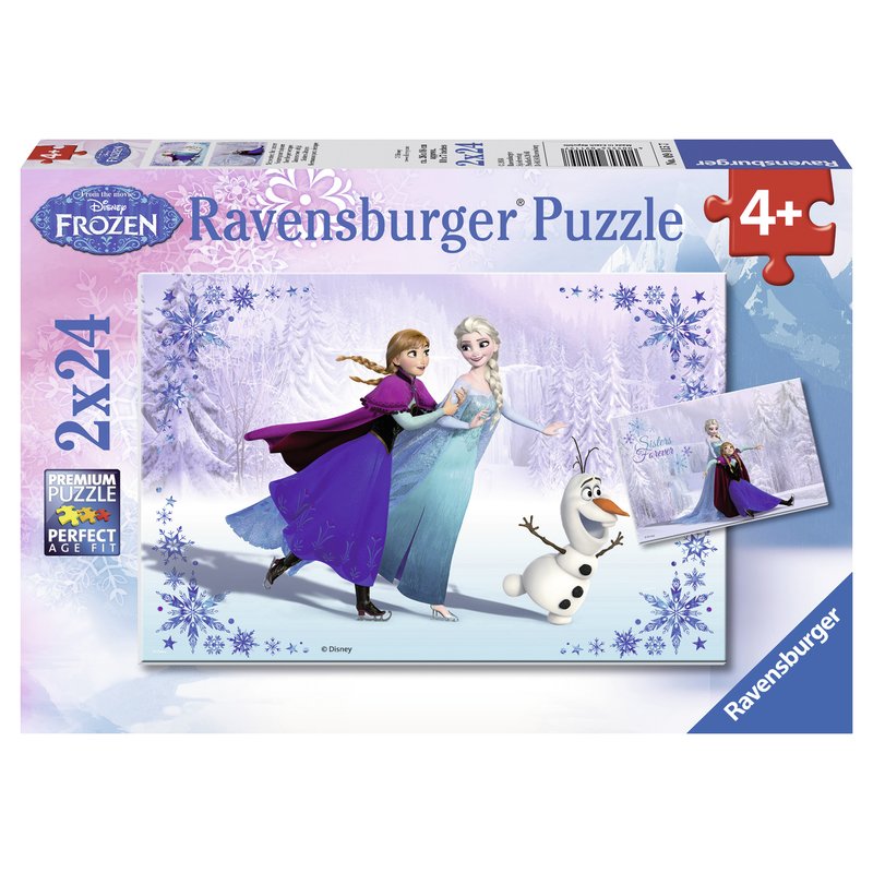 Ravensburger - Puzzle Frozen Surori pentru totdeauna, 2x24 piese