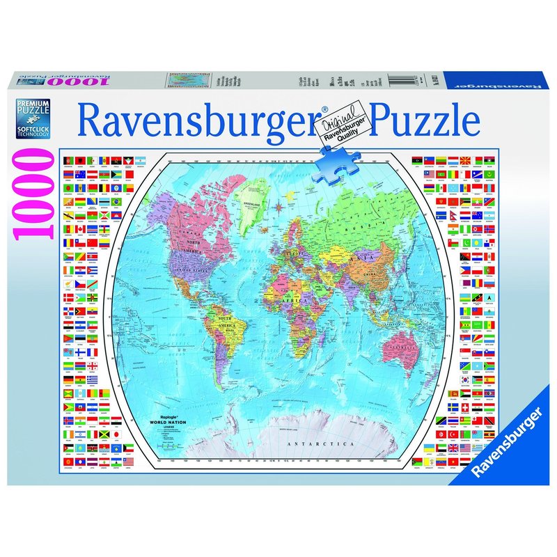 Ravensburger - Puzzle harta politica a lumii 1000 piese