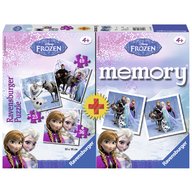 Ravensburger - Puzzle + Joc Memory Frozen, 3 buc in cutie 25/36/49 Piese