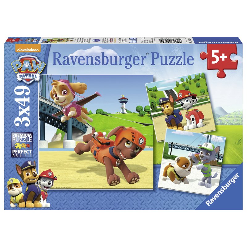 Ravensburger - puzzle patrula catelusilor, 3x49 piese