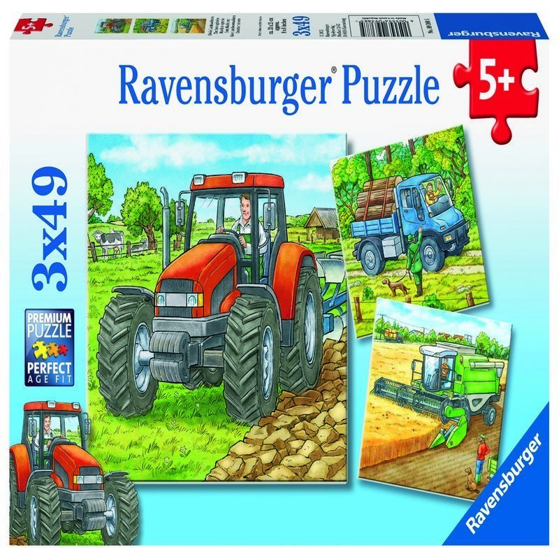 Ravensburger - Puzzle Utilaje agricole, 3x49 piese