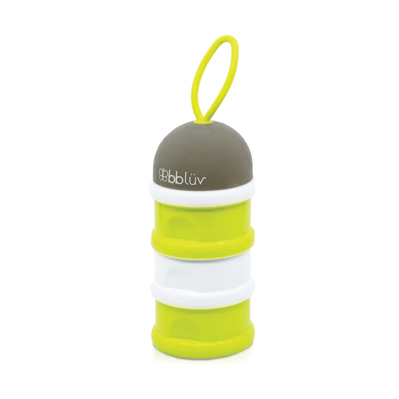 Recipient pentru lapte praf sau gustari, dose, cu trei compartimente, bpa free, bbluv, lime