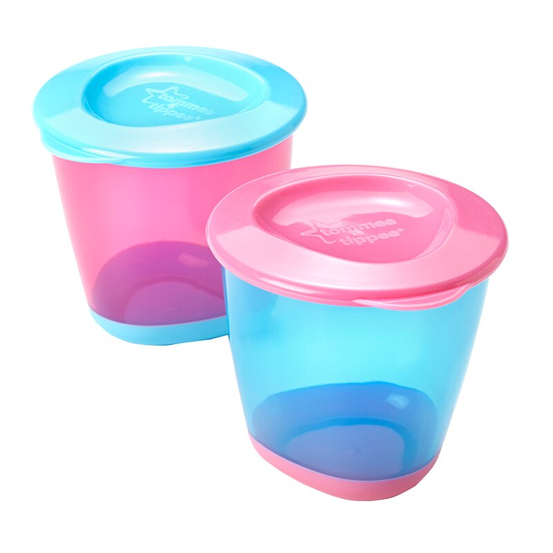 Tommee tippee - recipiente de stocare hrana cu capac explora, 2 buc, roz/bleu