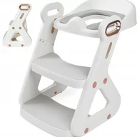 Reductor cu scarita, Primabobo, Pentru toaleta, Reglabil pe inaltime 37-44 cm, Trepte largi,  Sarcina maxima 25 kg, Alb/Auriu