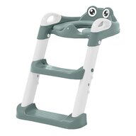 Reductor pentru toaleta, Bebe Stars, Pliabil, Cu scarita si manere, Reglabil, Cu suprafata moale si confortabila, 3 ani+, Frog/Green