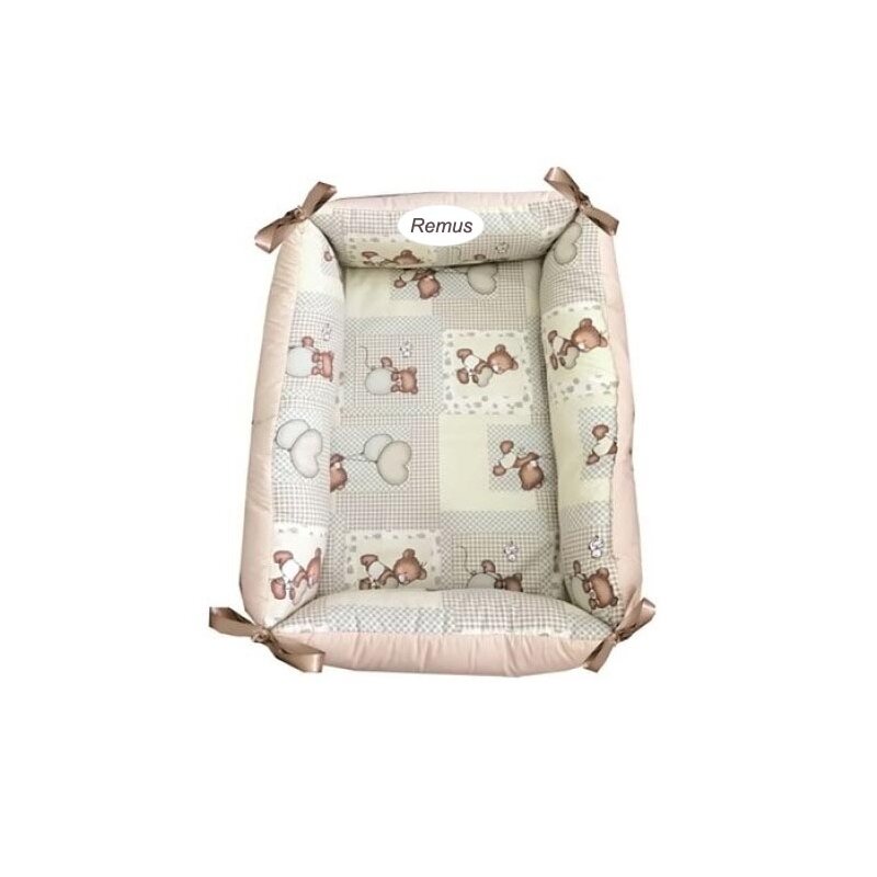 Deseda - reductor personalizat bebe bed nest ursuleti bej in carouri