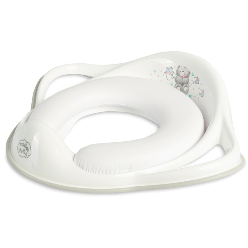 Maltex baby - reductor toaleta copii, antiderapant, colac integrat moale, bear alb,