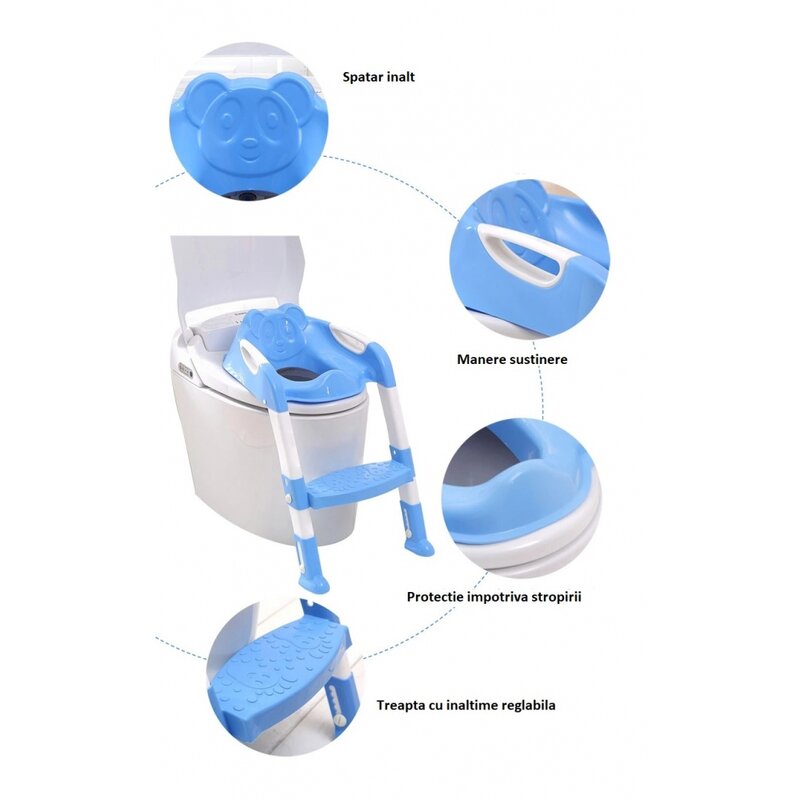 Little mom - Reductor toaleta cu scarita Simple Chair Blue