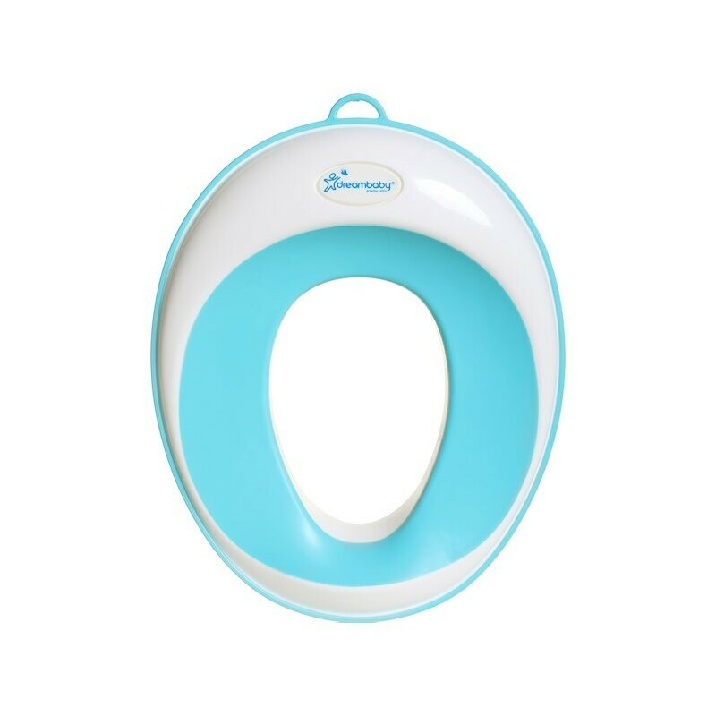 Reductor wc, DreamBaby, Pentru toaleta, Potrivit pentru toaletele rotunde, Sezut ergonomic, 29x36x9 cm, Rezistent, Aqua/White