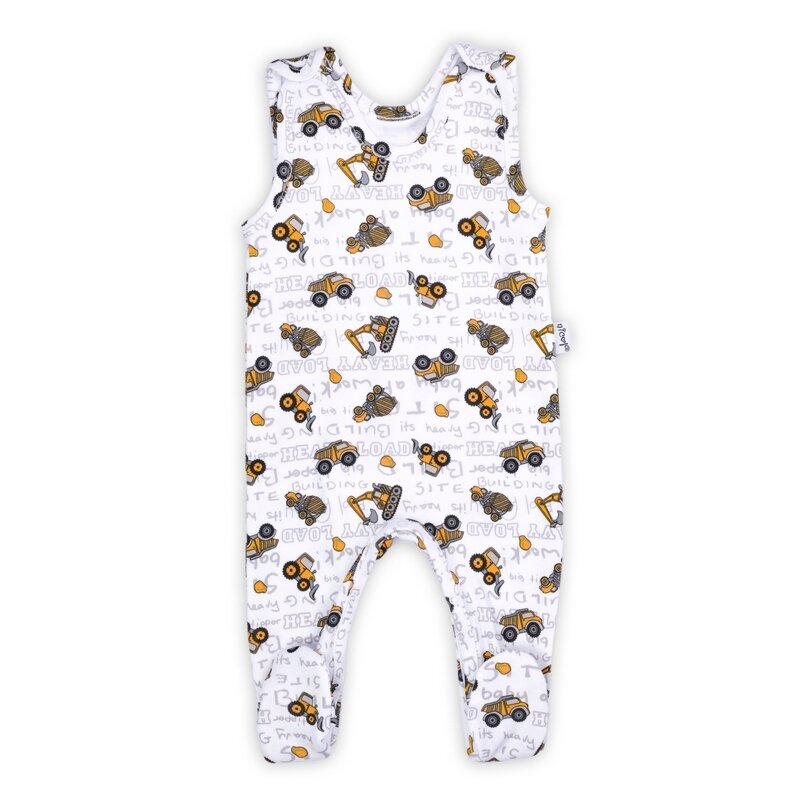 Nicol - romper de bumbac 100% (181023) colectia big trucks 2021 alba marimea 74
