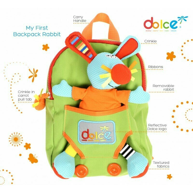 Dolce - rucsac copii , cu jucarie iepuras