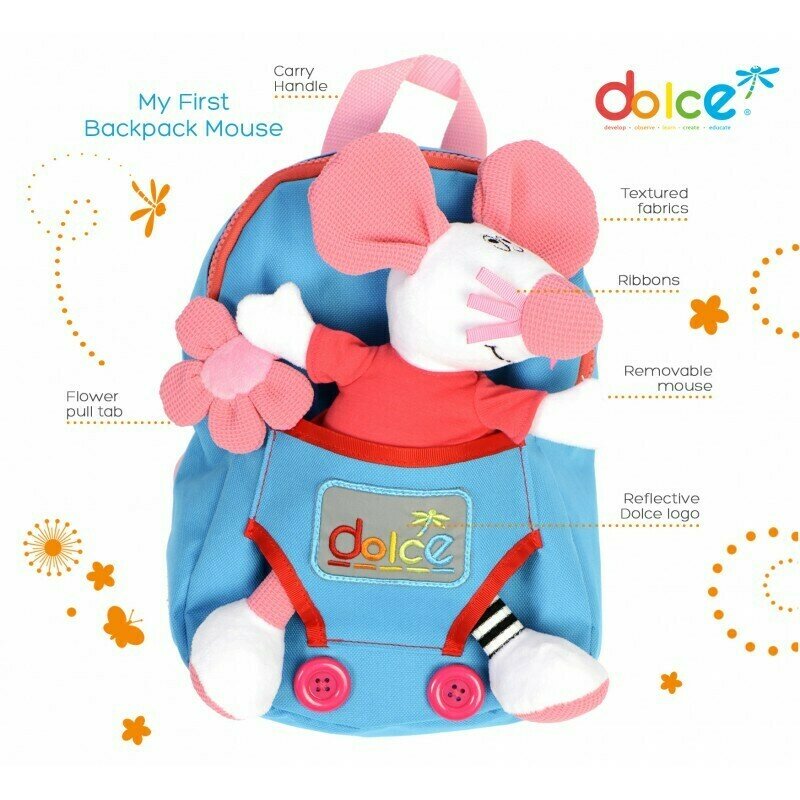 Dolce - rucsac copii , cu jucarie soricel