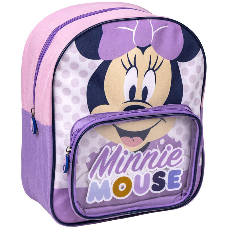 Rucsac minnie mouse cu buzunar transparent, 25x30x12 cm