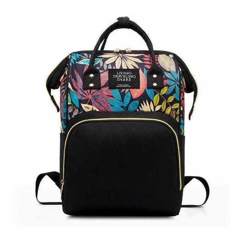 Bambinice - rucsac pentru mamici leaves, negru