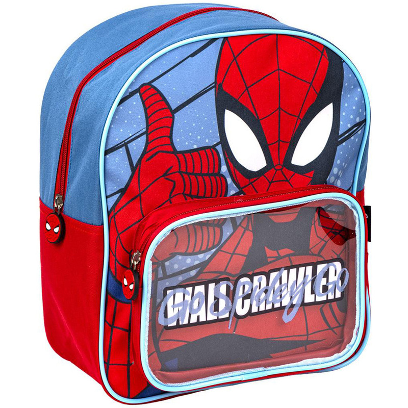 Rucsac spiderman cu buzunar transparent, 25x30x12 cm