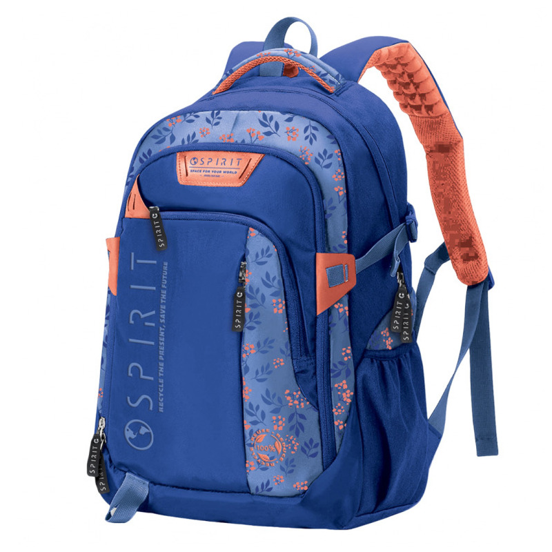 Rucsac spirit pattern, albastru / portocaliu, 49x35x16 cm
