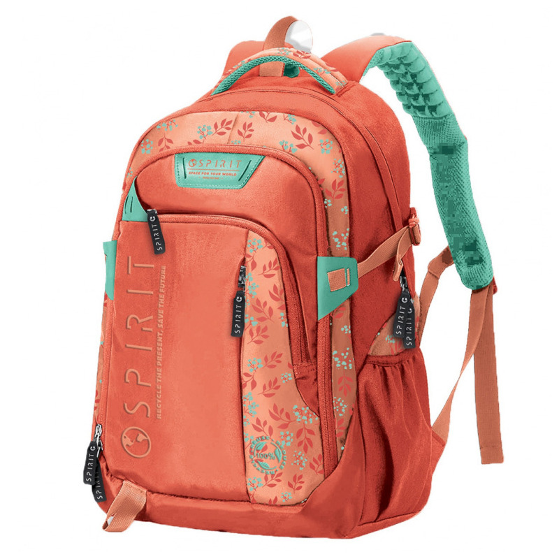 Rucsac spirit pattern, portocaliu / verde, 49x35x16 cm