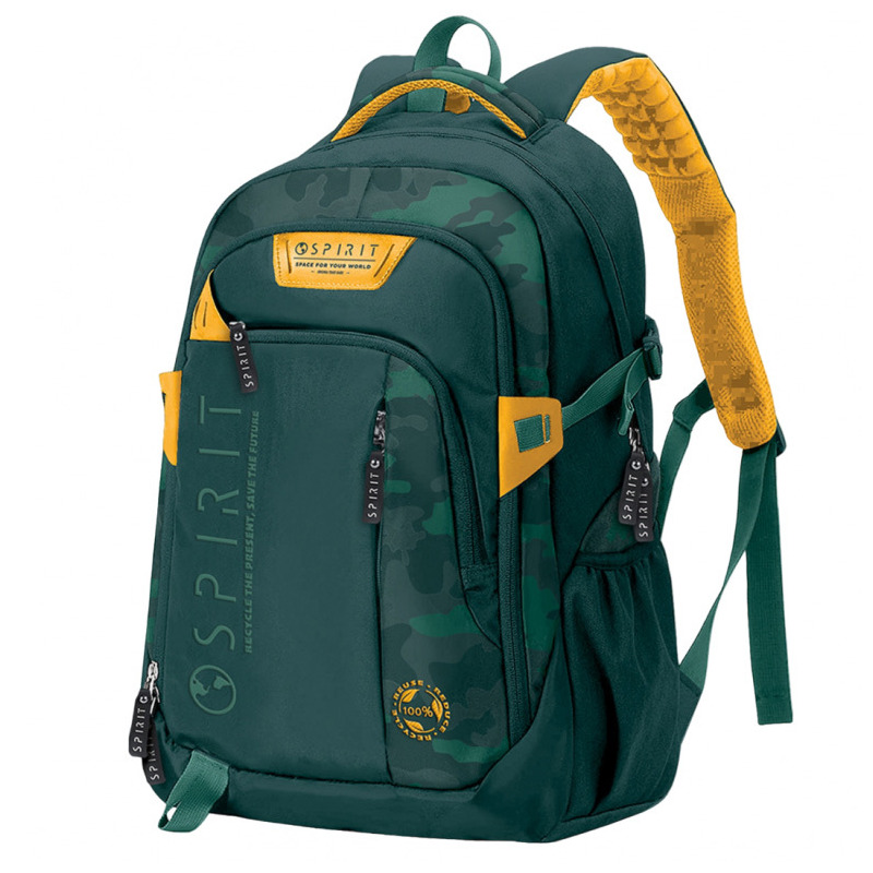 Rucsac spirit pattern, verde / galben, 49x35x16 cm