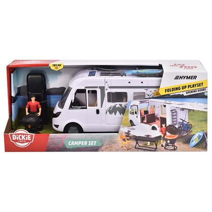 Dickie Toys - Set de joaca Rulota Camper Hymer Camping Van Class B,  Cu accesorii