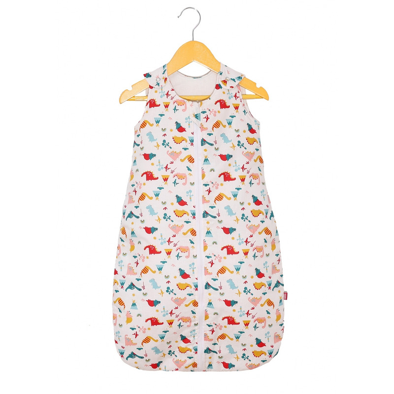 Sac de dormit copii, cute dinosaurs, din bumbac, 140 cm, 0.8 tog - primavara