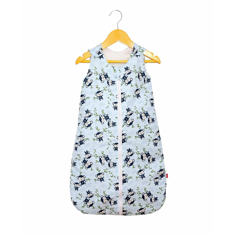 Sac de dormit copii, happy monkey, din bumbac, 85 cm, 0.8 tog - primavara