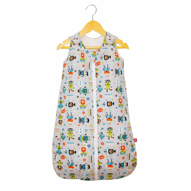 Sac de dormit copii, robot friends, din bumbac, 95 cm, 0.8 tog - primavara
