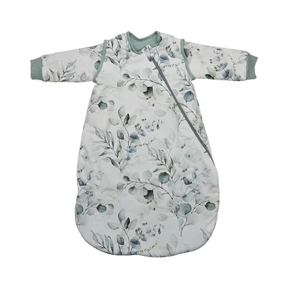Sac de dormit cu maneci detasabile, Bebe Stars, De iarna, Din bumbac certificat Oeko Tex Standard 100, Cu fermoar, 70 cm, 2.5 Tog, Nature