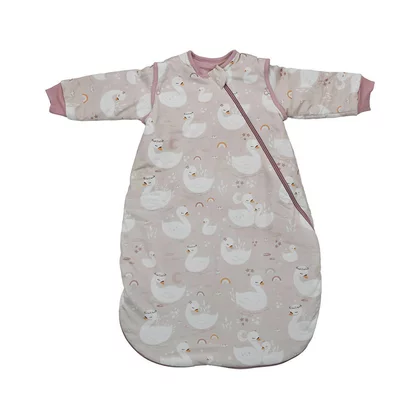 Sac de dormit cu maneci detasabile, Bebe Stars, De iarna, Din bumbac certificat Oeko Tex Standard 100, Cu fermoar, 70 cm, 2.5 Tog, Swan