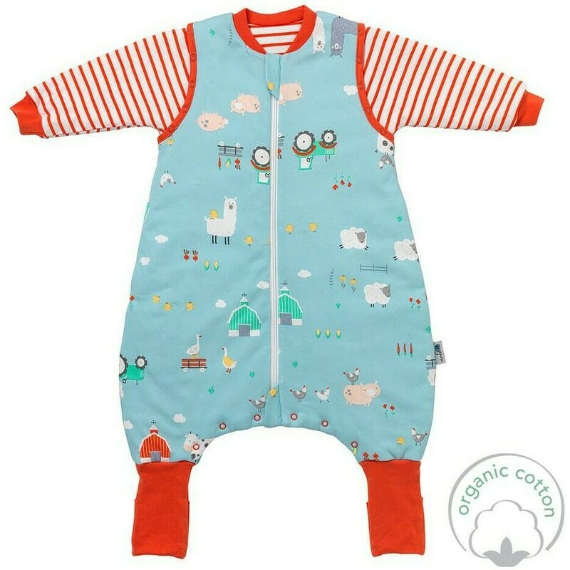 Slumbersac - sac de dormit cu picioruse si maneca lunga detasabila farmyard 70 cm + manseta 2.5 tog