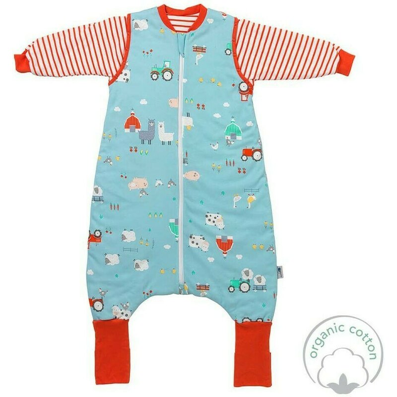 Slumbersac - sac de dormit cu picioruse si maneca lunga detasabila farmyard 90 cm + manseta 2.5 tog