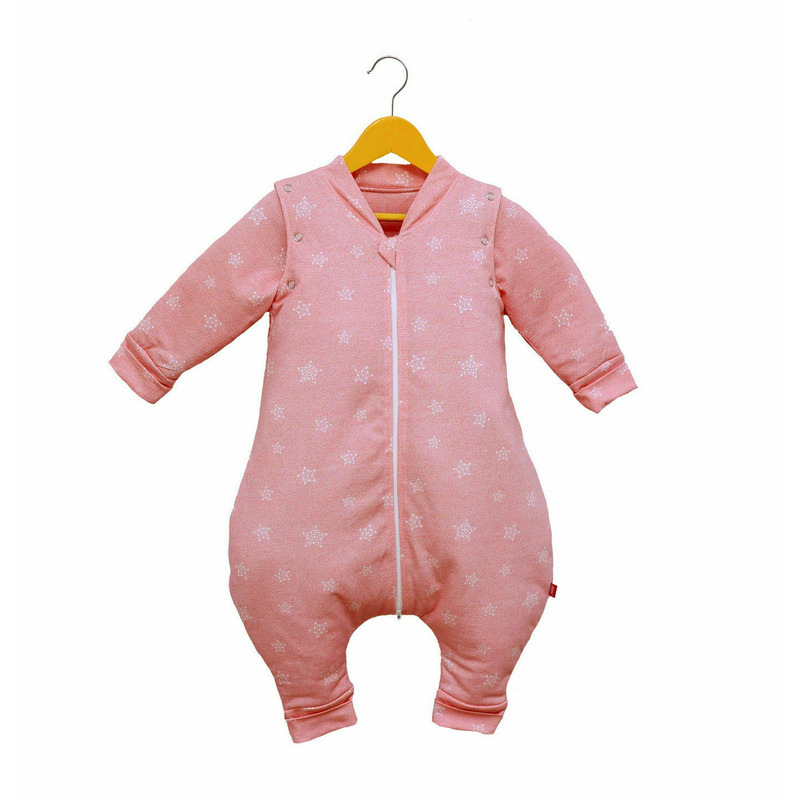 Sac de dormit cu picioruse si maneci, stars in your eyes - pink, 70 cm, 2 tog - iarna