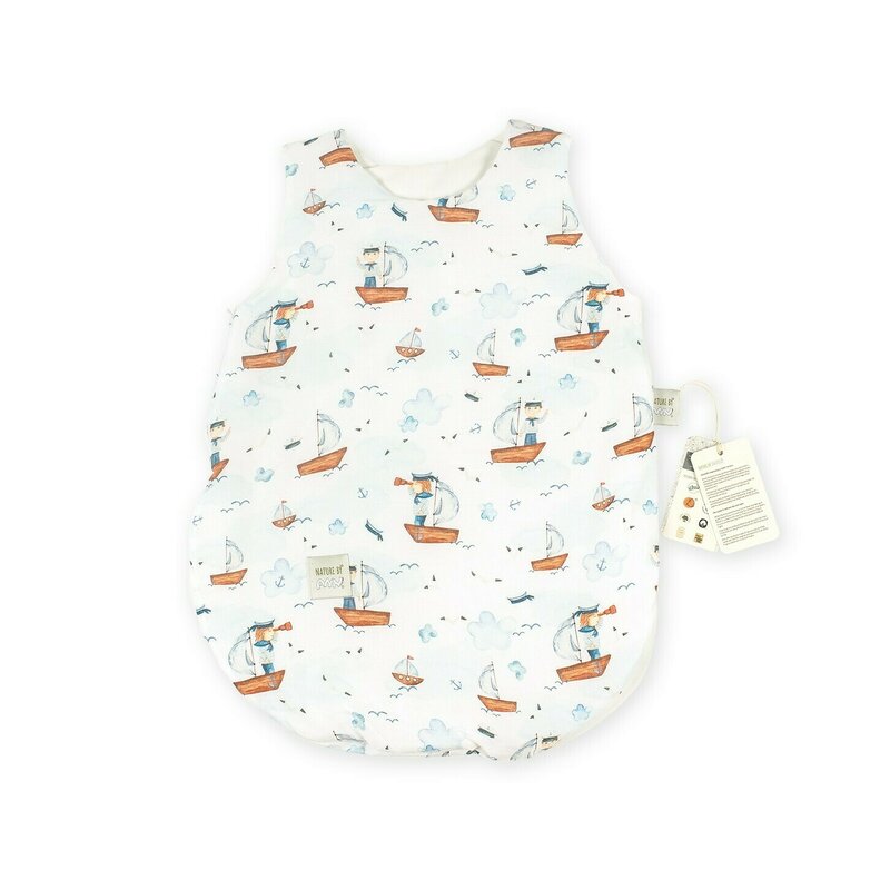 Sac de dormit din bambus nature bamboo by amy, marin 62 cm, 0-3 luni