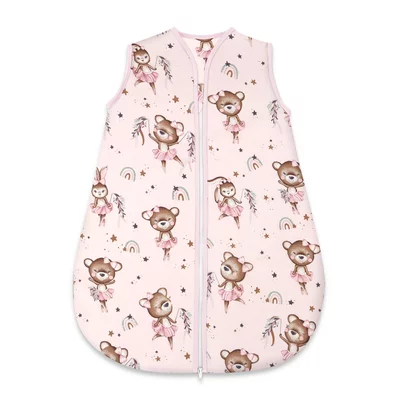 Sac de dormit, MimiNu, Pentru bebelusi, De iarna, Din bumbac certificat Oeko Tex Standard 100, Cu fermoar, 70 cm, 0 - 6 luni, 2.5 Tog, Little Ballerina Pink