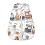 Sac de dormit, MimiNu, Pentru bebelusi, De iarna, Din bumbac certificat Oeko Tex Standard 100, Cu fermoar, 70 cm, 0 - 6 luni, 2.5 Tog, Zoo in train - 1