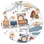 Sac de dormit, MimiNu, Pentru bebelusi, De iarna, Din bumbac certificat Oeko Tex Standard 100, Cu fermoar, 70 cm, 0 - 6 luni, 2.5 Tog, Zoo in train - 2