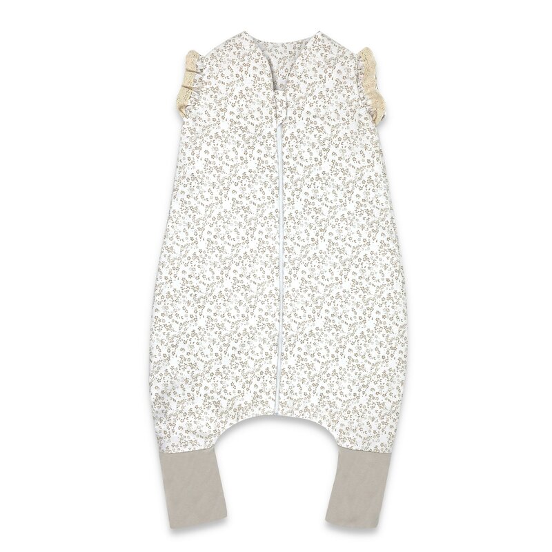 Sac de dormit, MimiNu, Premium, Cu picioruse, De iarna, Din bumbac certificat Oeko Tex Standard 100, Cu dantela si volan, 90 cm, S, Meadow