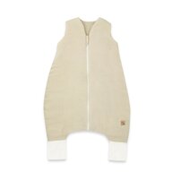 Black Friday - Reduceri Sac de dormit, Qmini, Cu picioruse, De iarna, Din muselina dubla, Cu fermoar pe mijloc, 90 cm, S, Material certificat Oeko Tex Standard 100, Warm Beige Promotie