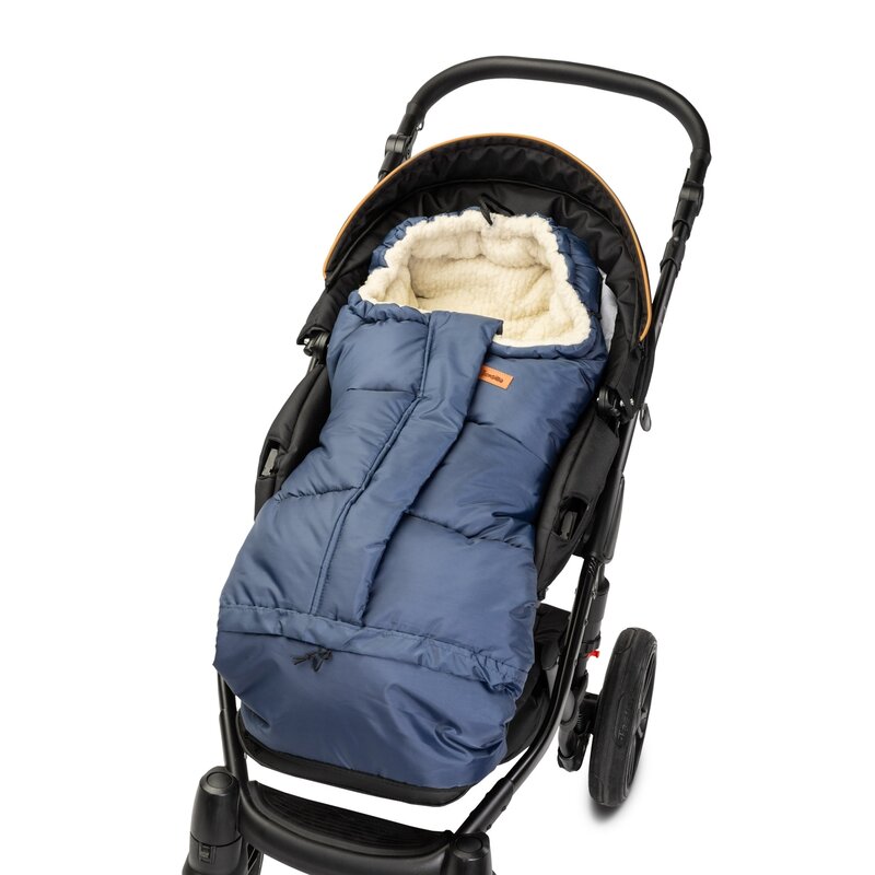 Sensillo - sac termic de iarna, 3 in 1, interior din lana oaie, 100x45 cm, albastru