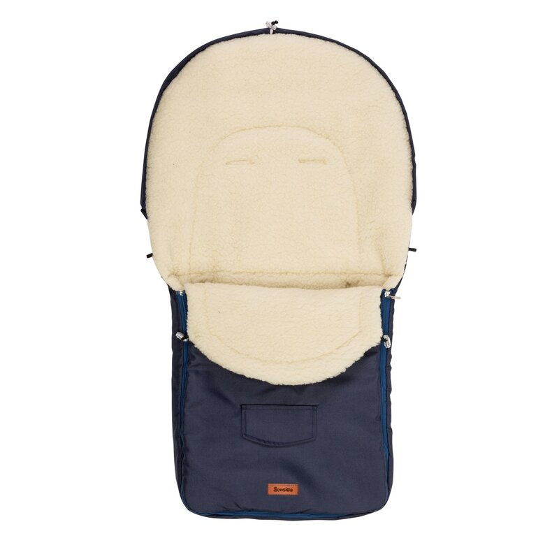 Sensillo - sac termic de iarna navy interior de lana, 95x40 cm, albastru