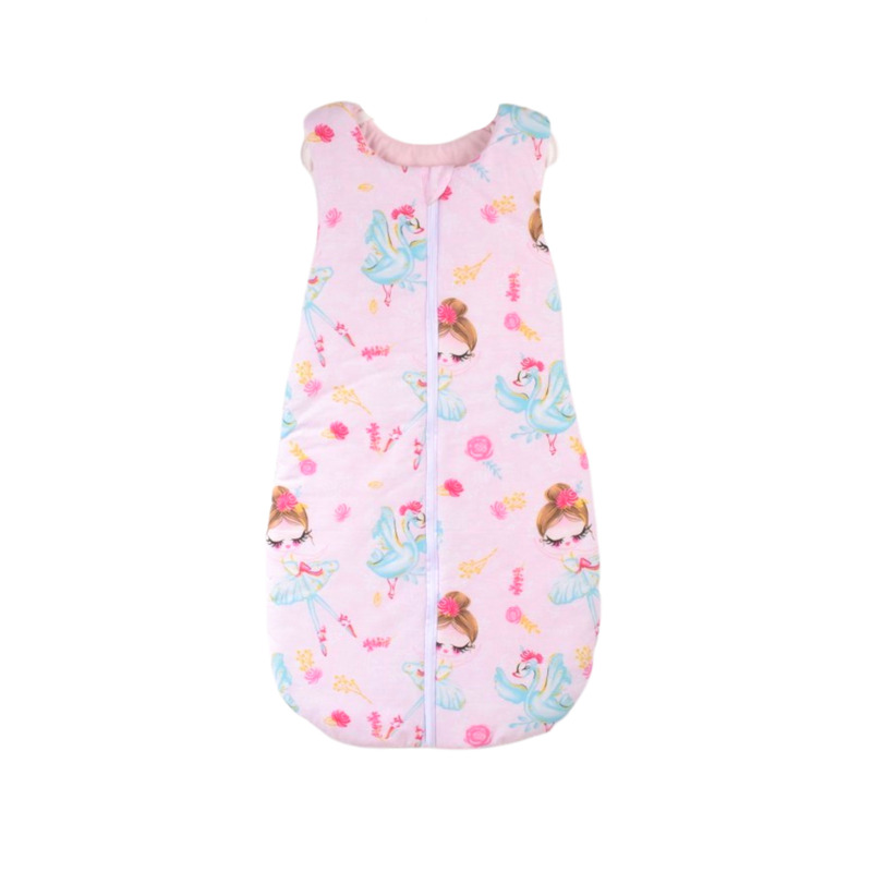 Saculet de dormit gros bumbac 100% model balerine si lebede 12-24 luni