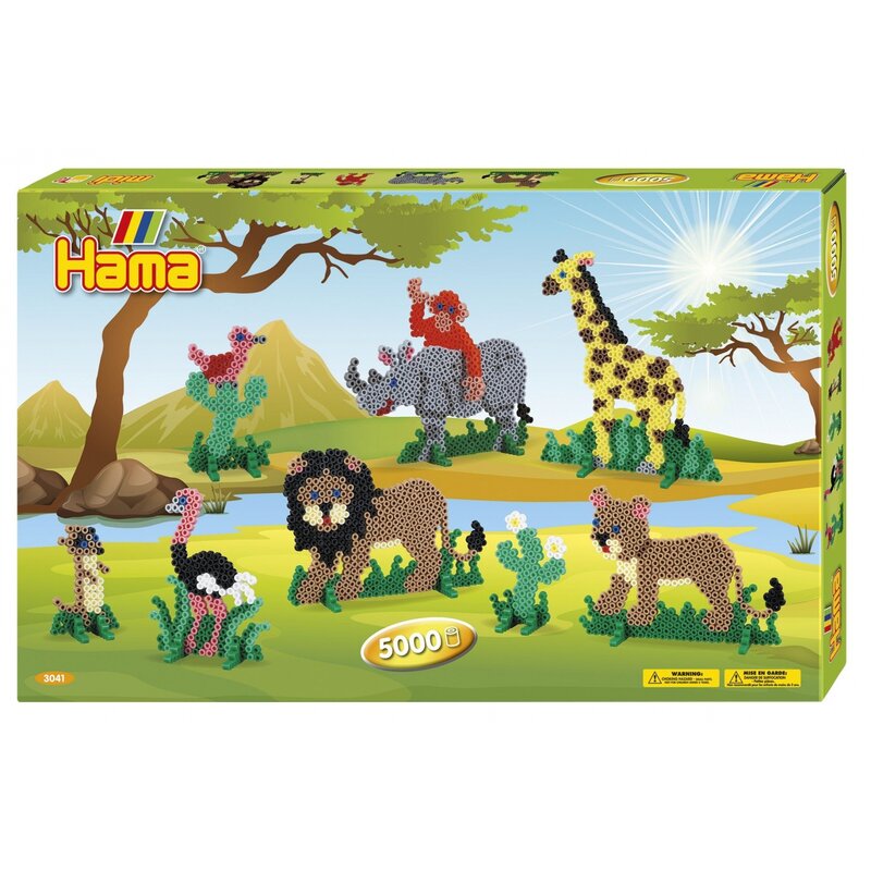 Hama - set margele de calcat safari cu 5 plansete, 5000 buc midi