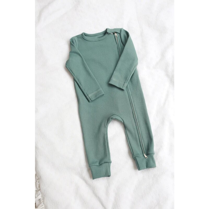 Babyly - salopeta bebelusi cu maneca lunga, inchidere cu fermoar, verde cactus, marimea 80