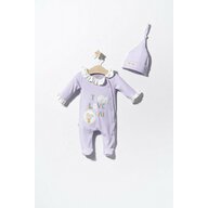 Tongs baby - Salopeta cu caciulita pentru bebelusi Pisicute,  (Culoare: Gri, Marime: 3-6 Luni)