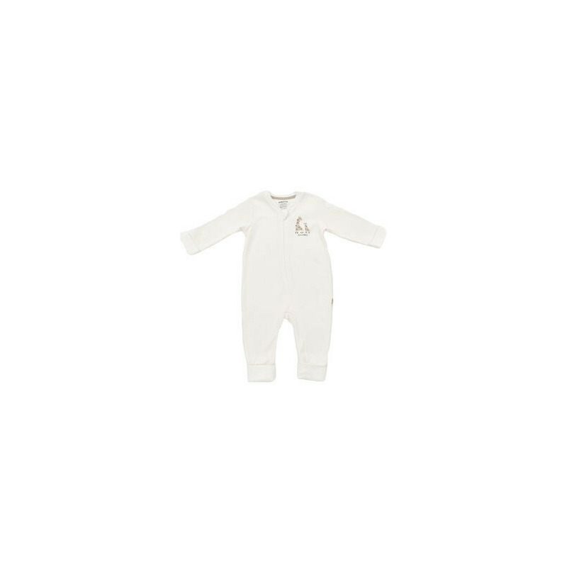 Salopeta cu fermoar Girafa, BabyCosy, 100% bumbac organic, Ecru (Marime: 12-18 Luni)