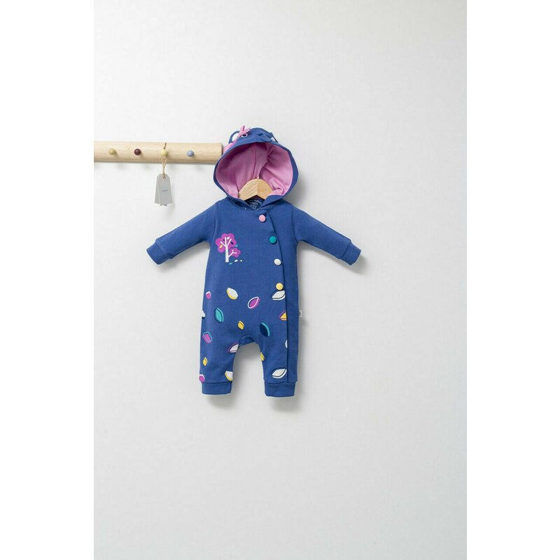 Tongs baby - Salopeta cu gluga pentru bebelusi Colorful autum, (Culoare: Albastru, Marime: 3-6 Luni)