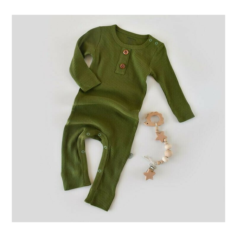 Babycosy - salopeta cu maneca lunga si panataloni lungi din bumbac organic si modal - gri (marime: 3-6 luni)