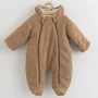 Salopeta de iarna, New Baby, Pentru bebelusi, Cu gluga si urechi, Marime 62, Cu captuseala din bumbac, Teddy - 3