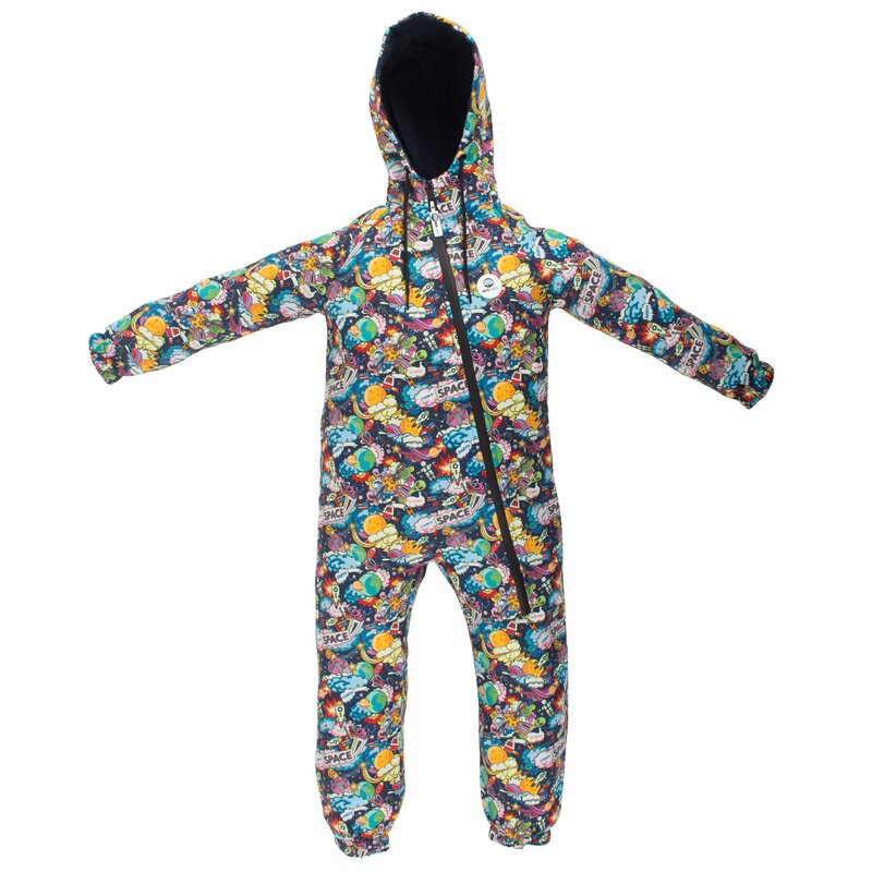 Kidscare - salopeta impermeabila pentru copii kidscare, cu protectie la vant si apa cu imprimeu cosmos - marime 122